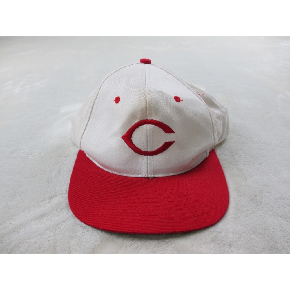 VINTAGE Cincinnati Reds Cap Hat Mens One Size White Snapback Baseball MLB 90s*